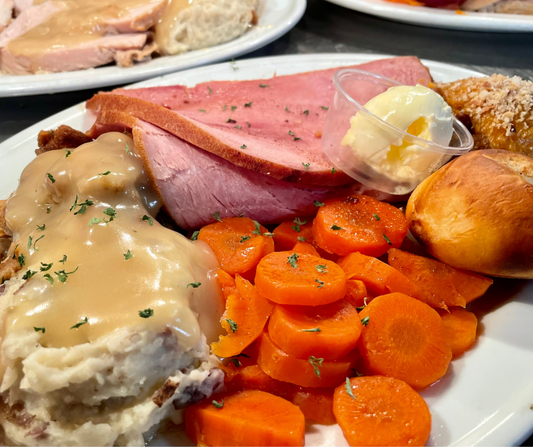 Apple Cider Bourbon Glazed Ham Dinner